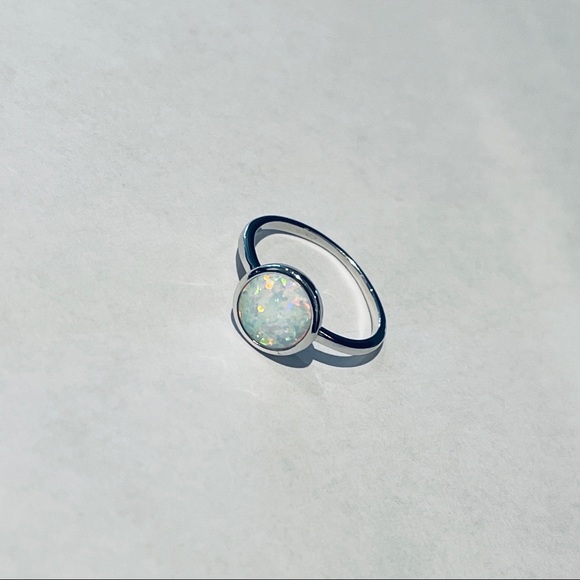 ⭐️TOP SELLER⭐️ Sterling Silver White Lab Opal Ring, Silver Rings, Stone Ring - Picture 12 of 14
